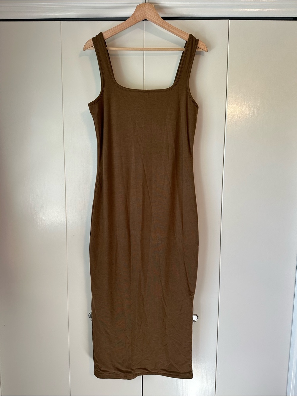 NWT Good American Brown Tank Midi Dress - Sleeveless Scoop Neck
